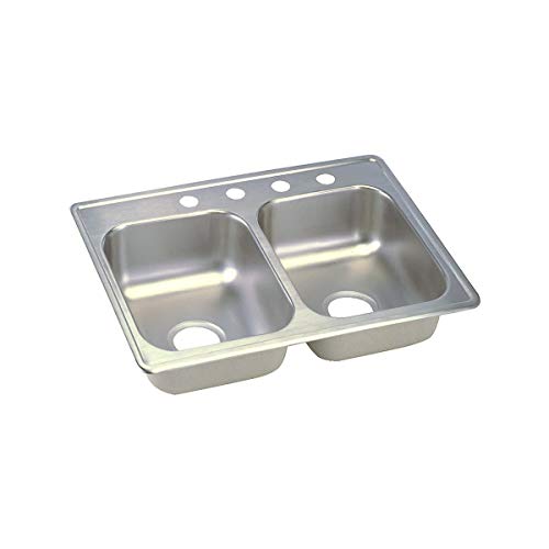 Image of Elkay Dayton Stainless Steel 25 inch x 19 inch x 6-5 /16 inch, 5-Hole Equal Double Bowl Drop-in Sink