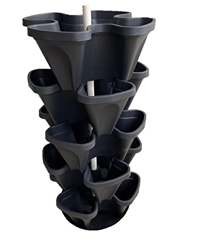 Mr Stacky Australia - Large 5 Tier Stackable Planter Set Vertical Garden (Black)