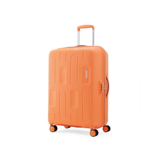 Image of American Tourister Ivy 2.0|Medium Size Check-in Spinner Trolley Bag (68 cm)|360 8 Wheel Travel Luggage|Hard Case Polypropylene (PP) Suitcase|Combination Lock|Tan Orange