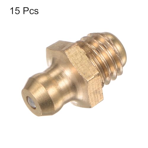 Image of HARFINGTON 15pcs Brass Straight Grease Fitting M8x1.25mm Metric Thread Hydraulic Grease Nipple Accessories for Car