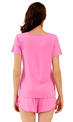 Image of WiWi Viscose from Bamboo Pajamas Set for Women Super Soft Short Sleeve Cooling Summer Plus Size Pjs Sets Sleepwear S-4X