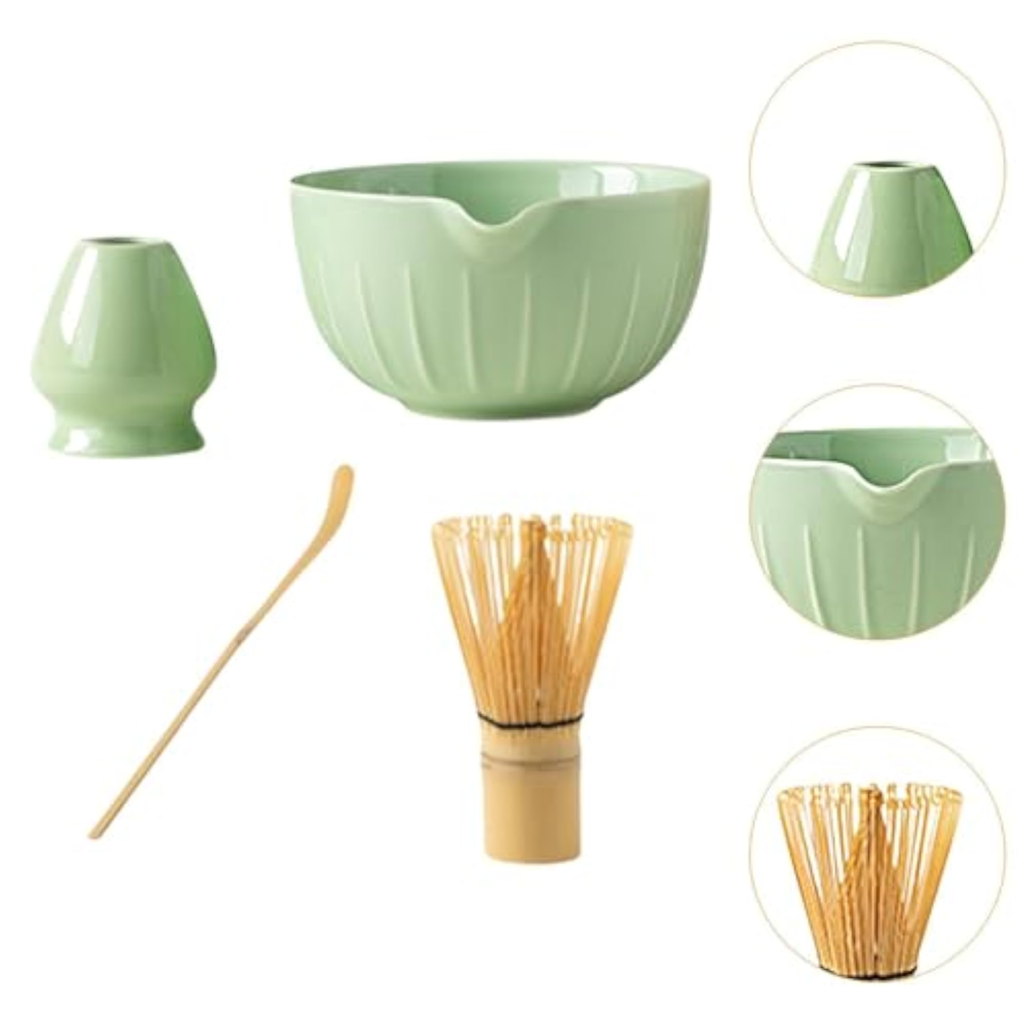 4Pcs Matcha Tea Ceremony Set for Tea Lovers, Bright Green