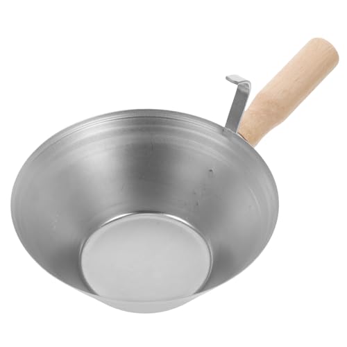 ARTIBETTER Seau De Chantier En Acier Inoxydable Avec Manche En Bois Outils De Plâtrage Pour Cloisons Sèches En Ciment
