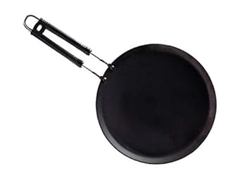LooksGood Heavy Quality Iron Dosa tawa with PVC Stainless Steel Handle for Dosa and roti/chapati/paratha (2 mm Thickness) Tawa 25 cm Diameter (Iron)