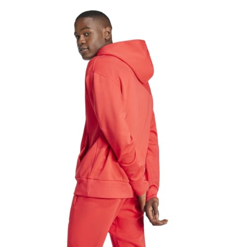 adidas Men's Size All SZN Fleece Loose Hoodie, Pure Ruby, Large Tall2