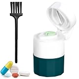 Trita Pastiglie 4 in 1, Frantuma Trita Porta Pillola Trita Compresse con Spazzola, Tritapastiglie con Porta Pillole, Tagliare e Conservare Medicine, per Viaggi e Uso Quotidiano