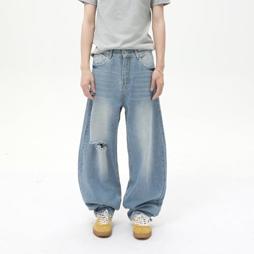 Men's Denim Jeans Korean Street Style Vintage Relaxed Loose Casual Commuter Pants for Men2