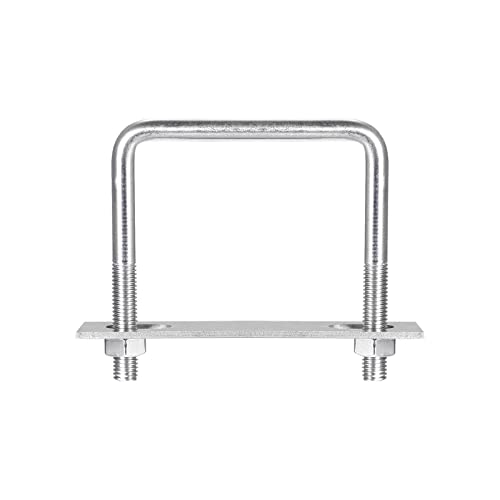 Image of uxcell Square U-Bolts, 87mm(3.43 inch) Inner Width 100mm Length M10 304 Stainless Steel U Clamp Bolt with Nuts and Plates, for Boat Trailer