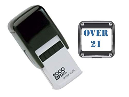 Handy Stamps Over 21 Self Inking Stamp | Hand Stamps for Events Suitable for Festivals, Parties, Clubs, Special Events, Bars etc. | Blue Self Inking