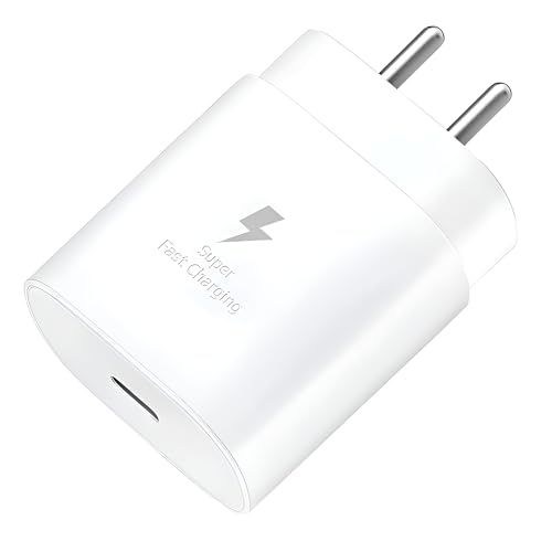 Image of 25W Type C Super Fast Samsung Charger Adapter for Galaxy A16|F16|M16|A06, F06|M06|A15|F15|M15|A05s|F05|M05, M35|F35|A35|A14|F14|M14|S24|5G Mobile Support 25 watt USB c Quick Charging Adaptor, White