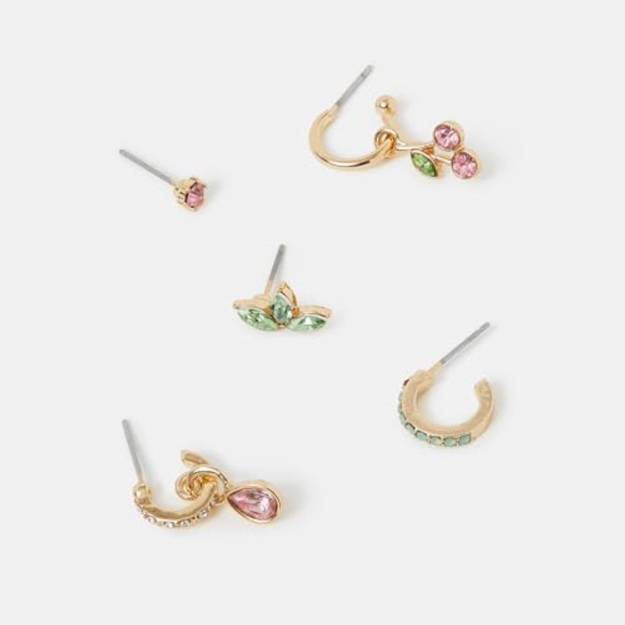 Women's Flower Stud & Hoop Earrings Pack of 6