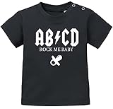 MoonWorks® Baby T-Shirt Kurzarm Babyshirt ABCD Rock me Baby Hardrock Jungen Mädchen Shirt schwarz 68/74 (4-9 Monate)