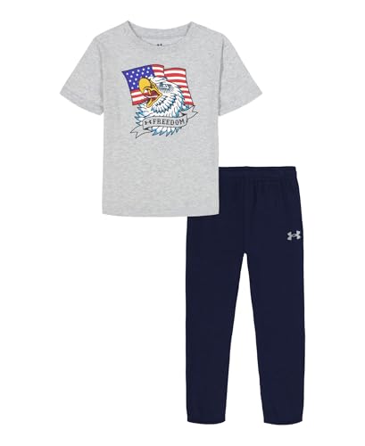 Under Armour Boys' 2-Piece Short Sleeve T-Shirt and Pants Set, Outdoor Collection, Mod Gray Eagle, 6