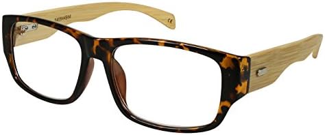 Edge I-Wear Rectangular Wooden Bamboo Reading Glasses Women Men Readers 2.00 540844BM-+ 2.00-2(Demi)