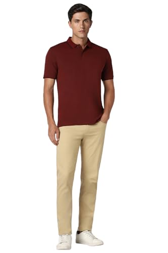 Image of Peter England Men's Premium Branded Regular Fit Half Sleeve Polo T-Shirt | Cotton Rich | Birds Eye Interlock Weave| No Pocket