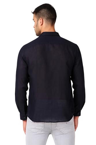 Image of Patrinus Pure Linen Mandarin Collar Full Sleeve Shirt