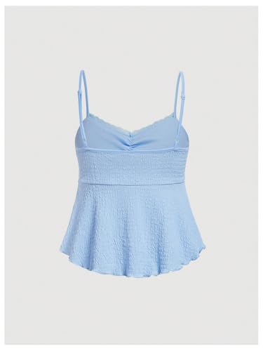 Image of SOLY HUX Women's Peplum Tops Summer Casual Ruched Flowy Going Out Top Spaghetti Strap Tank Camisole