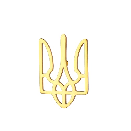 Dreamtimes Symbole ukrainien Épinglettes Badge ukrainien Broche pour hommes femmes Ukraine Trident Bijoux Inspiré Ukraine Souvenir Pin Cadeau Patriotique, M, Aciers inoxydables, No Gemstone (L'or)