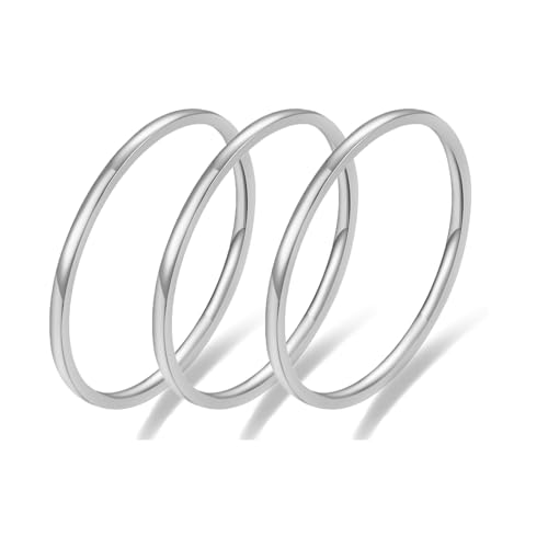 3 Pcs Stainless Steel Thumb Pinky rings Set for women men, Stackable Dainty Cute Gold/Silver Promise Engagement Wedding Bands Non Tarnish Size 5-10