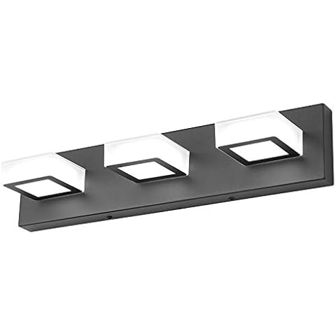 Ralbay 3 Light Dimmable Bathroom Vanity Light LED Modern Matte Black Vanity Wall Light Acrylic Stainless Steel Bathroom Vanity Lighting Fixtures Cover