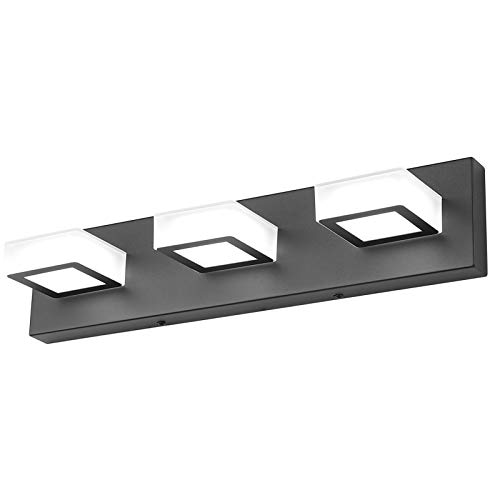 Image of Ralbay 3 Light Dimmable Bathroom Vanity Light LED Modern Matte Black Vanity Wall Light Acrylic Stainless Steel Bathroom Vanity Lighting Fixtures