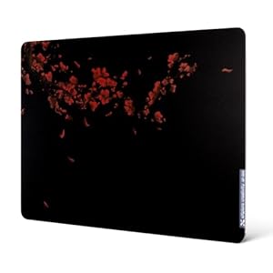 XVX Black Plum Blossoms Glass Mousepad 4.0, Hard Mouse Pad for Gaming,Ultra-Smooth Micro-Etched Surface Mouse Mat with Non-Slip Rubber Base(410mm*310mm)