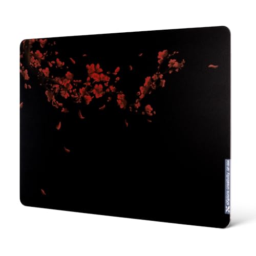 XVX Black Plum Blossoms Glass Mousepad 4.0, Hard Mouse Pad for Gaming,Ultra-Smooth Micro-Etched Surface Mouse Mat with Non-Slip Rubber Base(410mm*310mm)