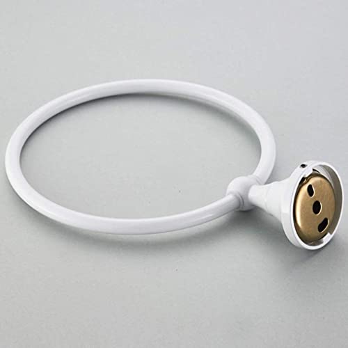 Porte-serviette rond mural blanc et anneau de ménage durable - 7