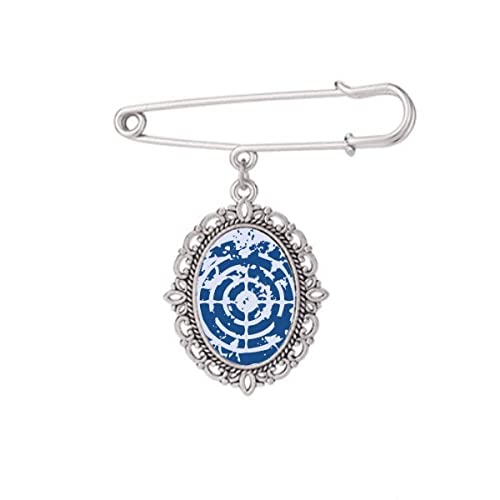 Broche ronde cible bleue pour robe chemise et châle taille M