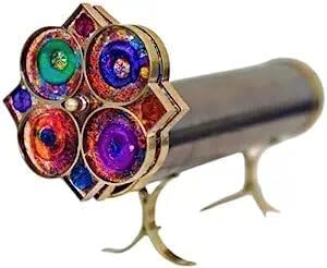 Generic Brass Flower Kaleidoscope Wheel Handmade Stand Van Double Cort Glass Stained Box