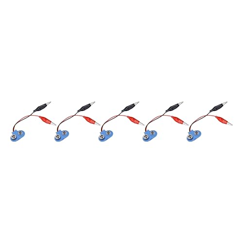 Image of Electronic Spices 9V battery clip connector with two Alligator clip pack of 5pcs
