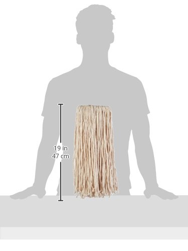 Amazon Basics Cut-End Cotton Commercial String Mop Head, 1.25 Inch Headband, Large, White, 6-Pack