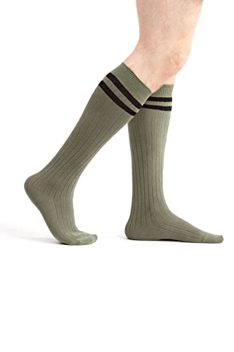 4 x Mens Knee High Cotton Striped Socks | Over the Calf Socks | Dress Socks | Size 9-112