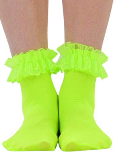 Image of ToBeInStyle Women's Indie Girl Ruffle Trim Heart Net Design Ankle High Fashion Socks