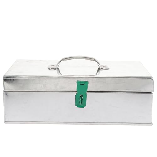 Alipis Boîte à Outils en Tôle de Fer 28x16x9 Cm Serrure, Boîte de Rangement Antirouille Multifonctionnelle pour Maison, Coffre Portable Sécurisé pour Outils et Caisse à Couleur