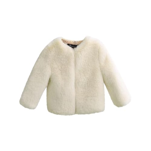 Moonker Baby Girls Faux Fur Coat Fuzzy Plush Cardigan Toddler Kids Winter Fleece Jacket Warm Outwear Windproof