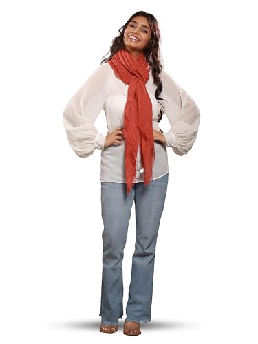 Image of Crinkled PolyCotton Scarf for Women - 180 x 90 cm Stole for Women | PolyCotton Scarf for Summers, Head Cover for Women | Lightweight Scarf for Women | Women Accessory