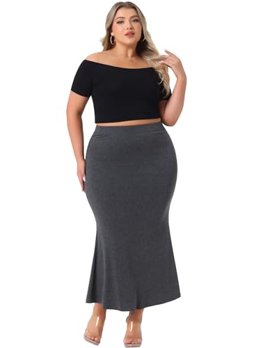 Agnes Orinda Plus Size Skirt for Women Pack Mermaid High Waist Knit Bodycon Long Skirts3