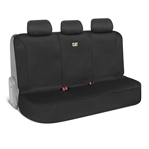 CAT® Flexfit Seat Cover for Cars Trucks SUV, Zipper Split Rear Bench Protector with Durable Canvas Material, Interior Cover in Black