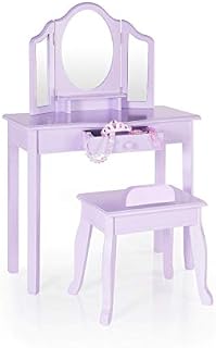 Guidecraft Vanity and Stool – Lavender: Children's Table and Chair Set with 3