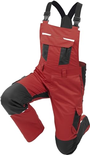 Qualitex iND Latzhose Unisex Herren Farbe Rot/Dunkelgrau Größe 58