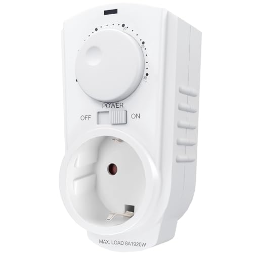 Econohome - Toma de termostato ajustable – Termostato para conectar calefacción y aire acondicionado, compatible con calefacciones de pared, aire acondicionado de ventana, ventiladores – toma