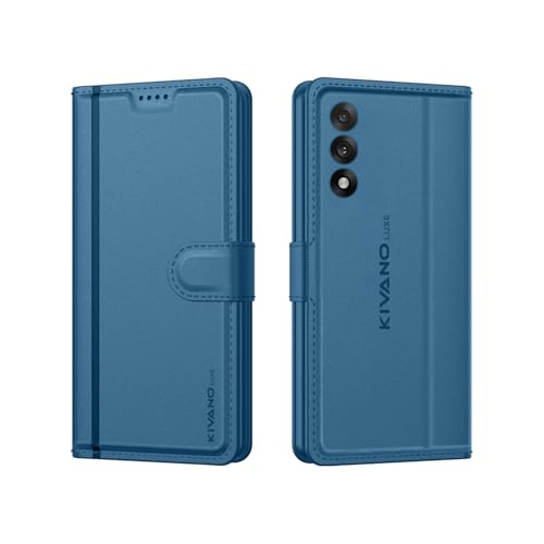 Image of KIVANO LUXE Compatible for OnePlus Nord 5 5G Luxury Handmade Leather Magnetic Flip Folio Case | Card Holder & Kickstand | Slim Protective Cover | Unisex - Blue