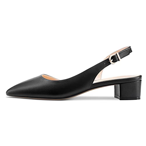 Escarpins slingback à talon kitten noir matte Castamere