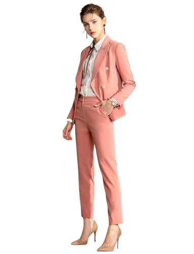 Costume 2 pièces femme ensemble bureau veste double breasted et pantalon slim chic