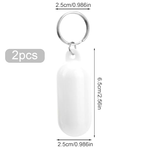 Image of Gosknor 2pcs Boat Floating Keychains, Pill Shaped Float Key Ring Pendant Water Sport Accessory for Kayak Sailing Surfing Boating Rowing Fishing (White)