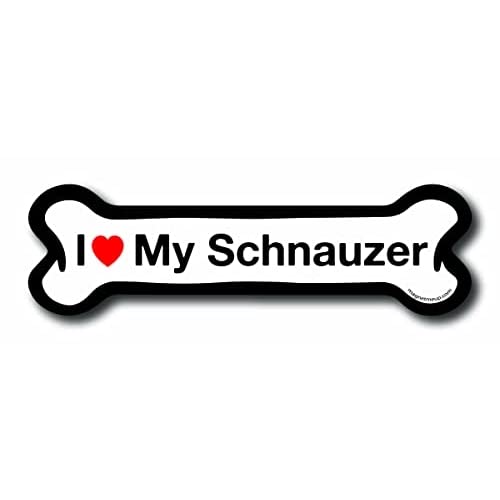Magnet Me Up I Love My Schnauzer Dog Bone Magnet Decal, 2x7 Inches, Heavy Duty Automotive Magnet for Car Truck SUV