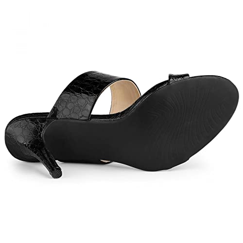 Allegra K Allegra K Women's Open Toe Stiletto Heel Slide Heels Black Sandals - 9 M US