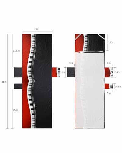 Black Piano Keys Beach Lounge Chair Towel Cover, Soft Chaise Lounge Towel with Side Pockets Patio Pool Chairs Cover for Beach/Pool Sunbathing 29x85 Red Music Musical Notes White Instrument