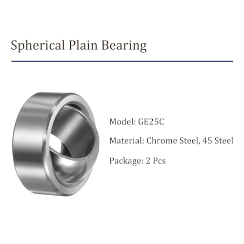 Kozelo 2 Stück GE25C Sphärisches Gleitlager - [24,8mm x 42mm x 20mm] Vorgeschmiertes Radiales Sphärisches Gleitlager, Chromstahl